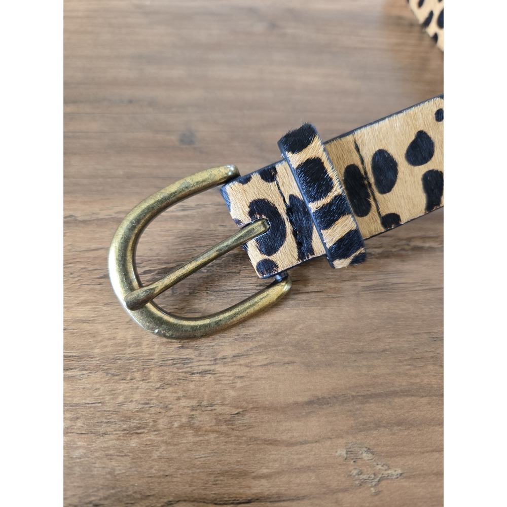LOKLIK GENUINE LEATHER Women's S Faux Fur Leopard Cheetah 1" Belt Animalprint - Picture 6 of 9